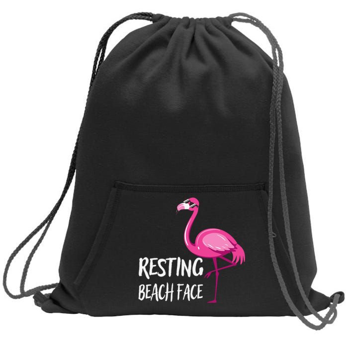 Funny Flamingo Resting Beach Face Sweatshirt Cinch Pack Bag