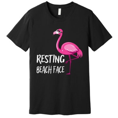 Funny Flamingo Resting Beach Face Premium T-Shirt