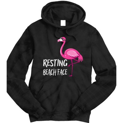 Funny Flamingo Resting Beach Face Tie Dye Hoodie