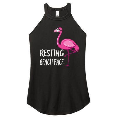 Funny Flamingo Resting Beach Face Women’s Perfect Tri Rocker Tank