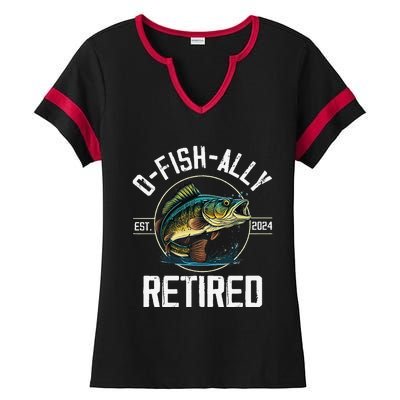 Fisherman Fishing Retirement Gift Ofishally Retired 2024 Ladies Halftime Notch Neck Tee