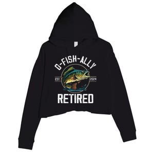 Fisherman Fishing Retirement Gift Ofishally Retired 2024 Crop Fleece Hoodie