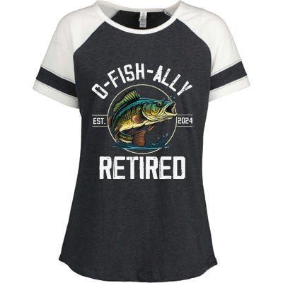 Fisherman Fishing Retirement Gift Ofishally Retired 2024 Enza Ladies Jersey Colorblock Tee