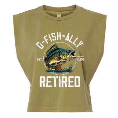 Fisherman Fishing Retirement Gift Ofishally Retired 2024 Garment-Dyed Women's Muscle Tee