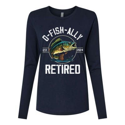 Fisherman Fishing Retirement Gift Ofishally Retired 2024 Womens Cotton Relaxed Long Sleeve T-Shirt