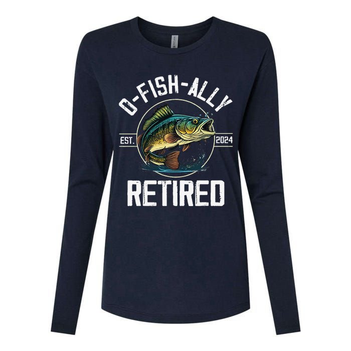 Fisherman Fishing Retirement Gift Ofishally Retired 2024 Womens Cotton Relaxed Long Sleeve T-Shirt