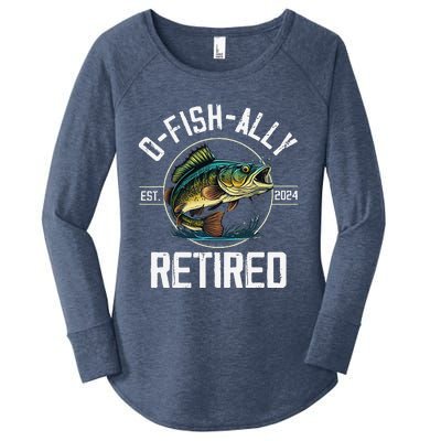 Fisherman Fishing Retirement Gift Ofishally Retired 2024 Women's Perfect Tri Tunic Long Sleeve Shirt