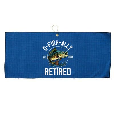 Fisherman Fishing Retirement Gift Ofishally Retired 2024 Large Microfiber Waffle Golf Towel