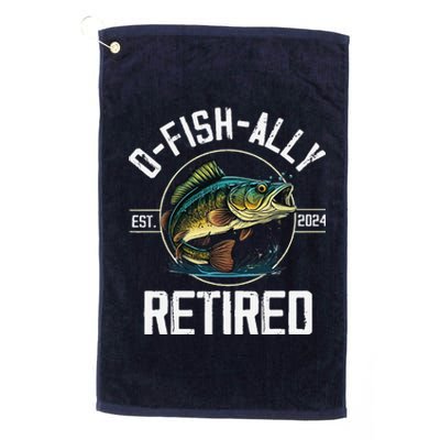 Fisherman Fishing Retirement Gift Ofishally Retired 2024 Platinum Collection Golf Towel