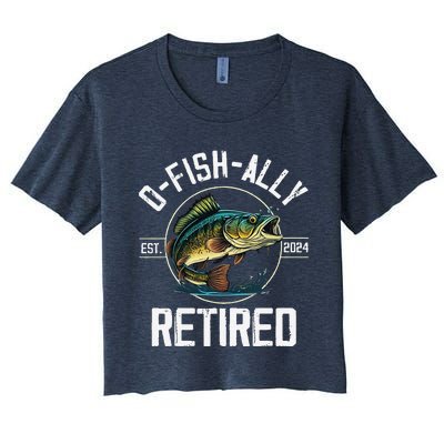 Fisherman Fishing Retirement Gift Ofishally Retired 2024 Women's Crop Top Tee