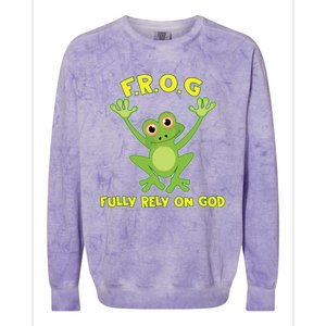 Frog Fully Rely On God Long Sleeve Christianity Gift Colorblast Crewneck Sweatshirt