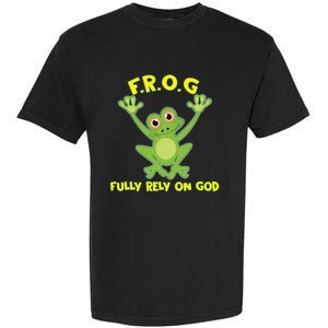 Frog Fully Rely On God Long Sleeve Christianity Gift Garment-Dyed Heavyweight T-Shirt