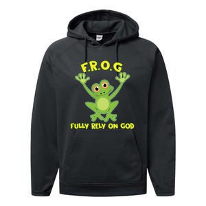 Frog Fully Rely On God Long Sleeve Christianity Gift Performance Fleece Hoodie