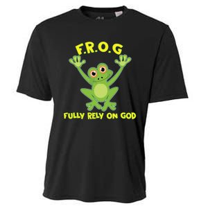 Frog Fully Rely On God Long Sleeve Christianity Gift Cooling Performance Crew T-Shirt