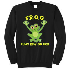 Frog Fully Rely On God Long Sleeve Christianity Gift Sweatshirt