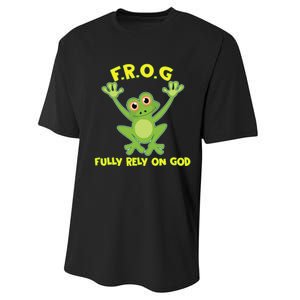 Frog Fully Rely On God Long Sleeve Christianity Gift Performance Sprint T-Shirt