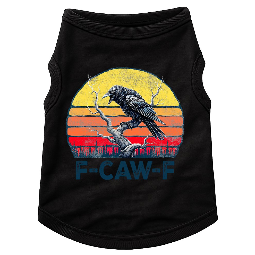 F-Caw-F Funny Raven Crow Vintage Gothic Bird Pun Doggie Tank