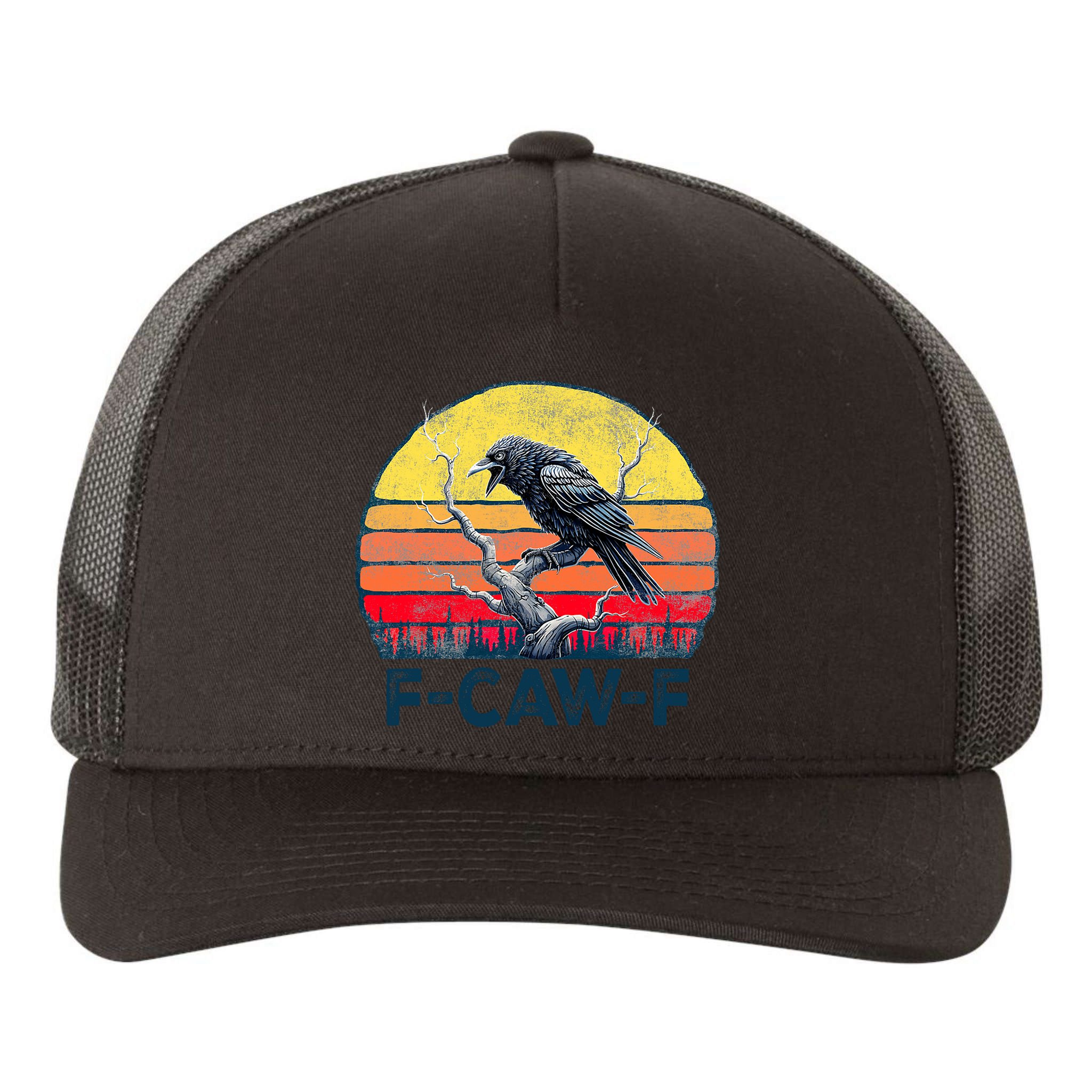 F-Caw-F Funny Raven Crow Vintage Gothic Bird Pun Yupoong Adult 5-Panel Trucker Hat