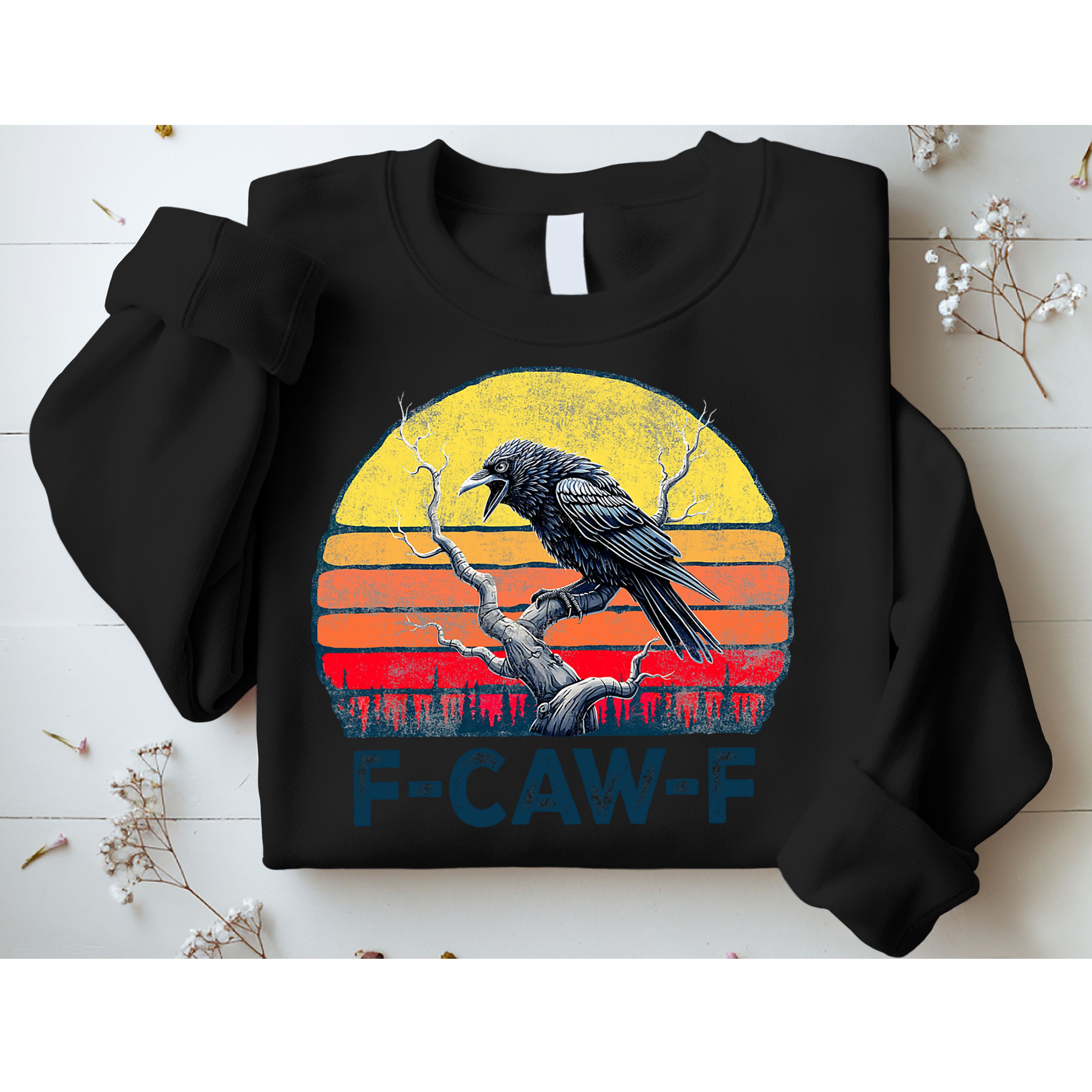 F-Caw-F Funny Raven Crow Vintage Gothic Bird Pun Sweatshirt