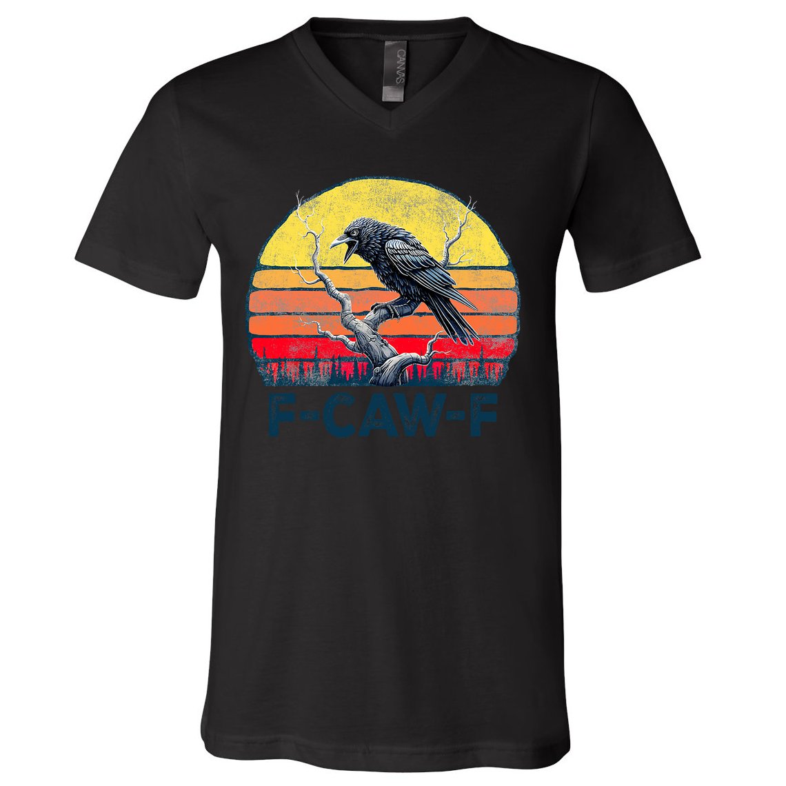 F-Caw-F Funny Raven Crow Vintage Gothic Bird Pun V-Neck T-Shirt