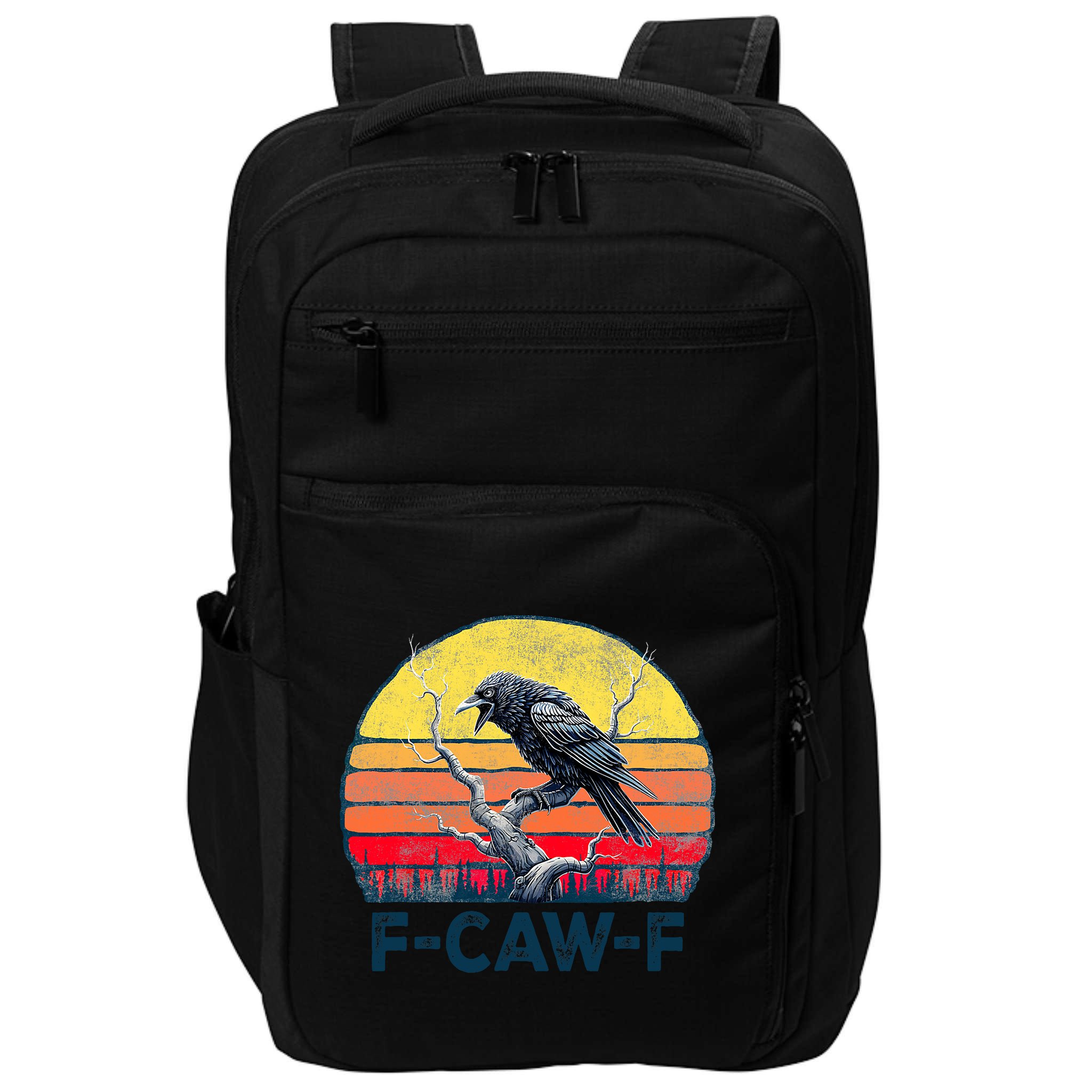 F-Caw-F Funny Raven Crow Vintage Gothic Bird Pun Impact Tech Backpack