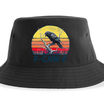 F-Caw-F Funny Raven Crow Vintage Gothic Bird Pun Sustainable Bucket Hat