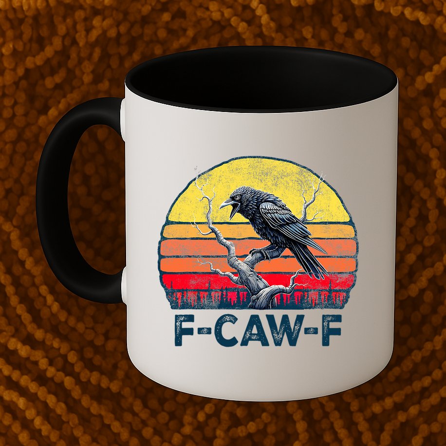 F-Caw-F Funny Raven Crow Vintage Gothic Bird Pun Mug