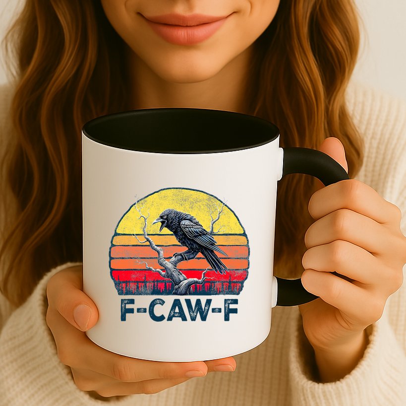 F-Caw-F Funny Raven Crow Vintage Gothic Bird Pun Mug