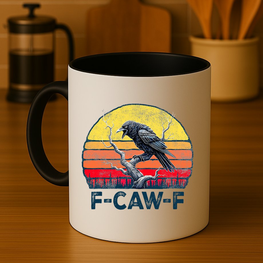 F-Caw-F Funny Raven Crow Vintage Gothic Bird Pun Mug