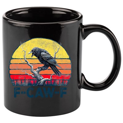 F-Caw-F Funny Raven Crow Vintage Gothic Bird Pun 11oz C Handle Ceramic Mug