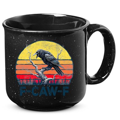 F-Caw-F Funny Raven Crow Vintage Gothic Bird Pun 15oz Campfire Ceramic Mug