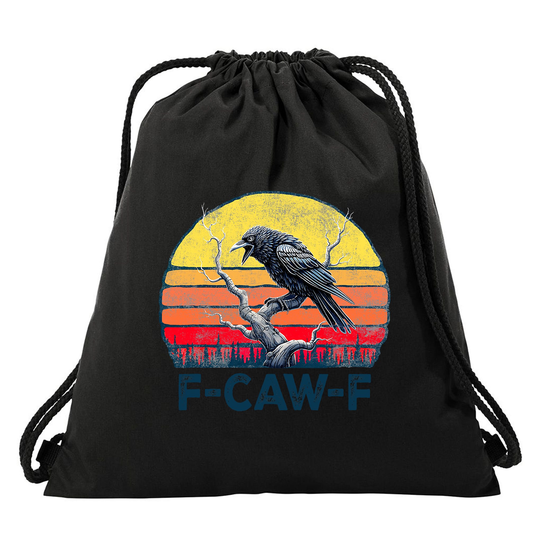 F-Caw-F Funny Raven Crow Vintage Gothic Bird Pun Drawstring Bag