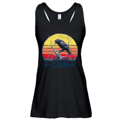 F-Caw-F Funny Raven Crow Vintage Gothic Bird Pun Ladies Essential Flowy Tank