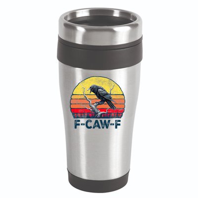 F-Caw-F Funny Raven Crow Vintage Gothic Bird Pun 16oz Travel Tumbler