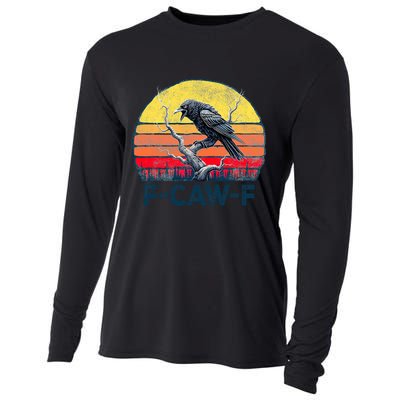 F-Caw-F Funny Raven Crow Vintage Gothic Bird Pun Cooling Performance Long Sleeve Crew