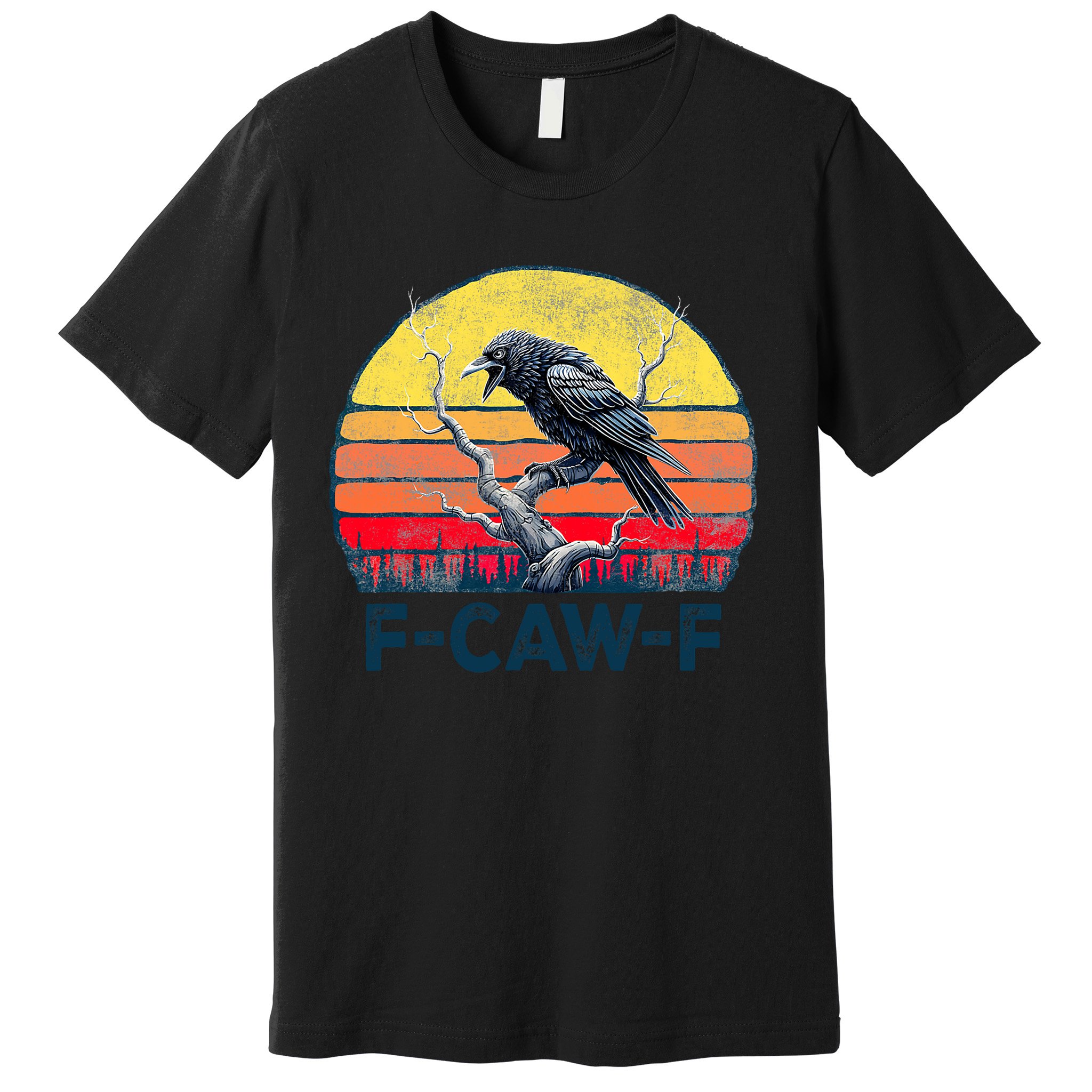 F-Caw-F Funny Raven Crow Vintage Gothic Bird Pun Premium T-Shirt