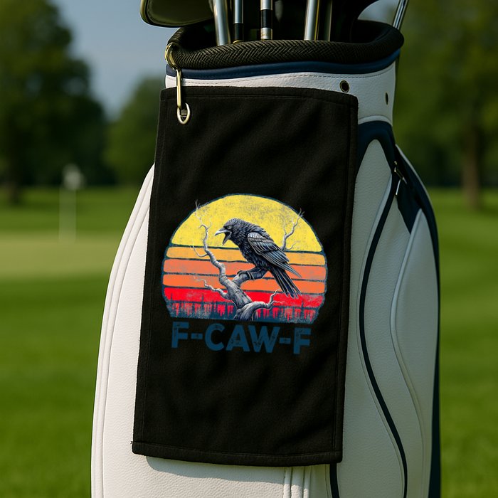 F-Caw-F Funny Raven Crow Vintage Gothic Bird Pun Golf Towel