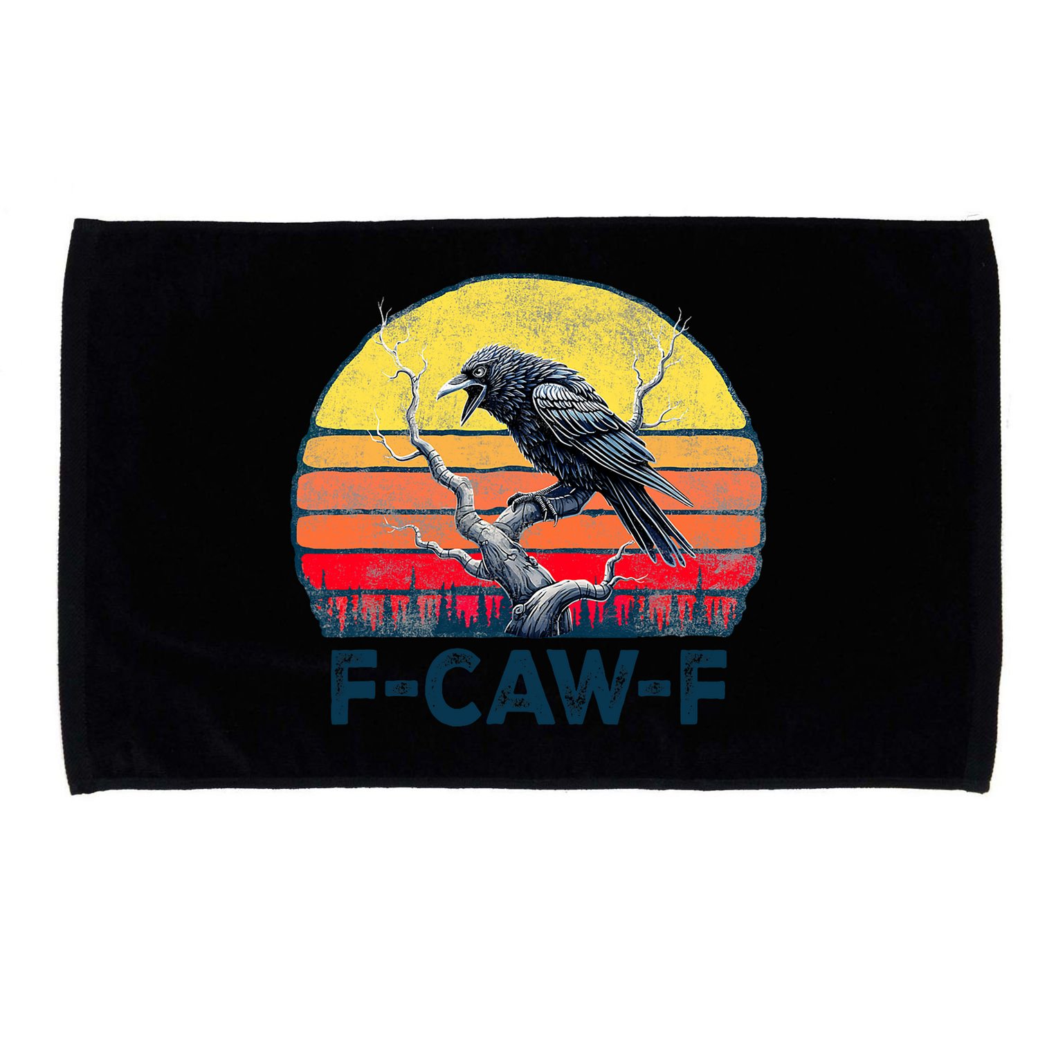 F-Caw-F Funny Raven Crow Vintage Gothic Bird Pun Microfiber Hand Towel