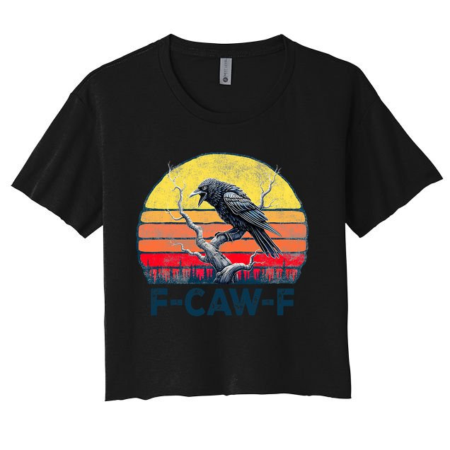 F-Caw-F Funny Raven Crow Vintage Gothic Bird Pun Crop Top