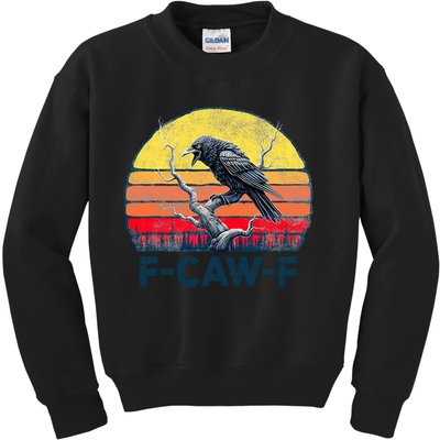 F-Caw-F Funny Raven Crow Vintage Gothic Bird Pun Kids Sweatshirt