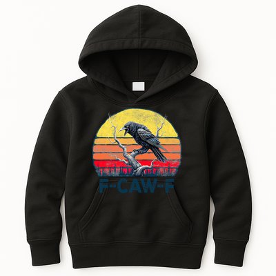 F-Caw-F Funny Raven Crow Vintage Gothic Bird Pun Kids Hoodie