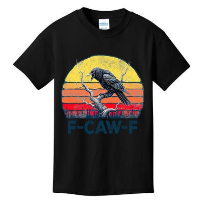 F-Caw-F Funny Raven Crow Vintage Gothic Bird Pun Kids T-Shirt