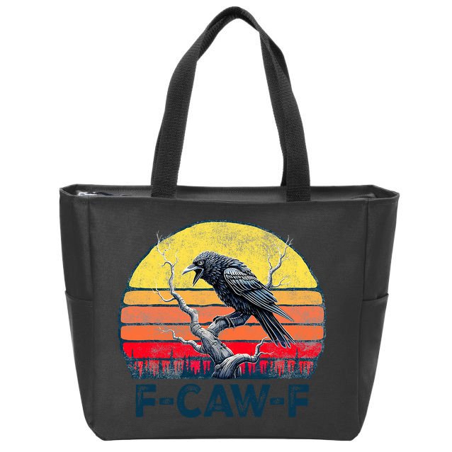 F-Caw-F Funny Raven Crow Vintage Gothic Bird Pun Zip Tote Bag