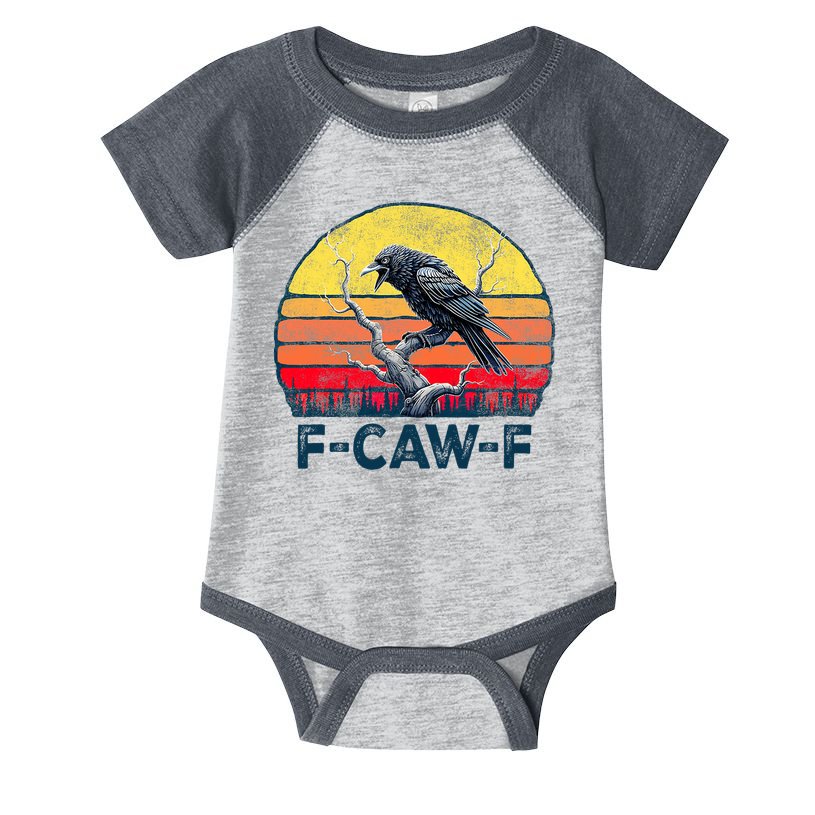 F-Caw-F Funny Raven Crow Vintage Gothic Bird Pun Infant Baby Jersey Bodysuit