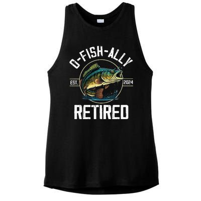 Fisherman Fishing Retirement Gift Ofishally Retired 2024 Ladies PosiCharge Tri-Blend Wicking Tank