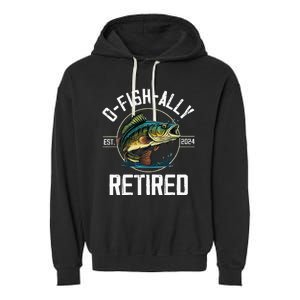 Fisherman Fishing Retirement Gift Ofishally Retired 2024 Garment-Dyed Fleece Hoodie