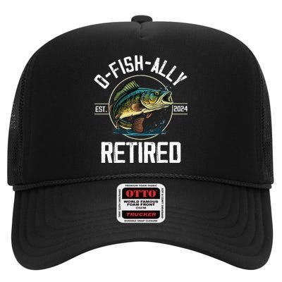 Fisherman Fishing Retirement Gift Ofishally Retired 2024 High Crown Mesh Back Trucker Hat