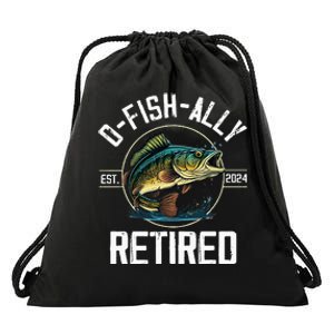 Fisherman Fishing Retirement Gift Ofishally Retired 2024 Drawstring Bag