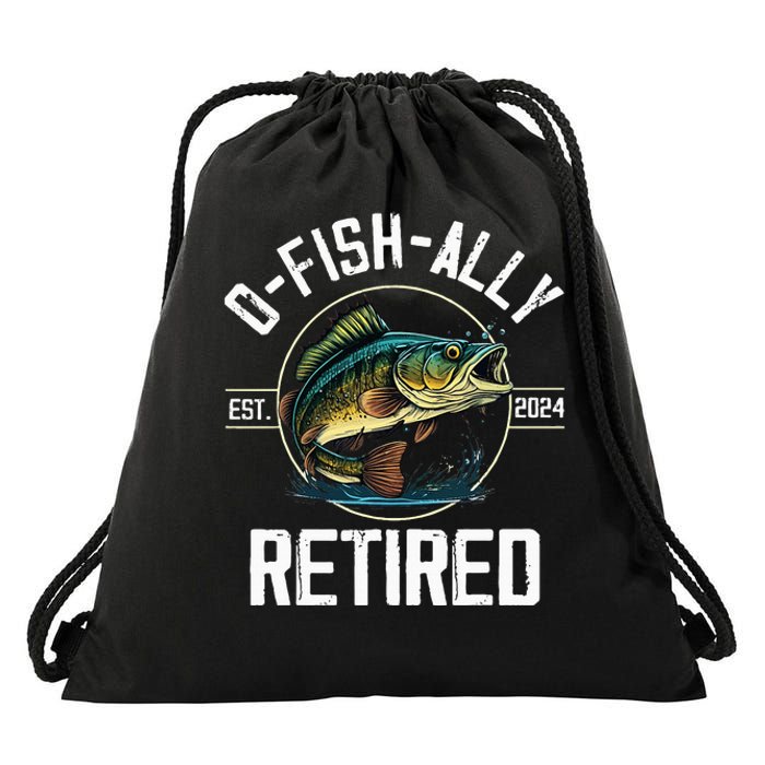 Fisherman Fishing Retirement Gift Ofishally Retired 2024 Drawstring Bag