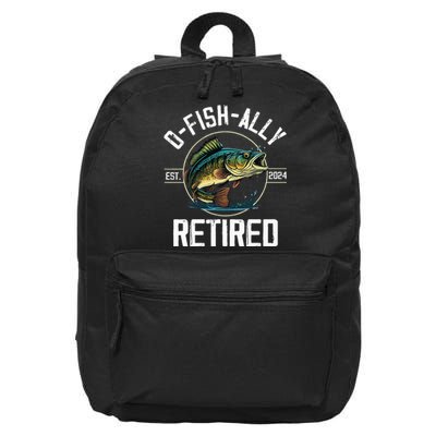 Fisherman Fishing Retirement Gift Ofishally Retired 2024 16 in Basic Backpack